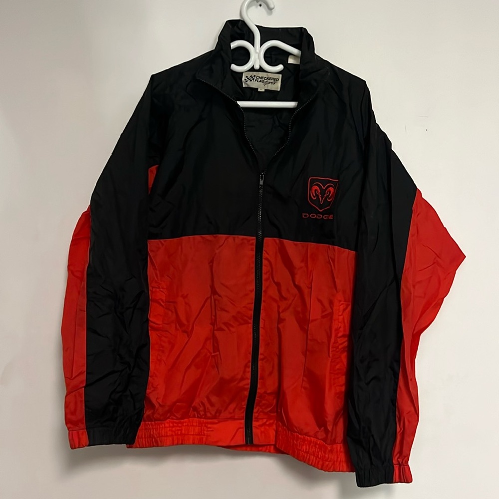 Vintage Dodge Nascar Checkered Flag Motorsports Full Zip Racing Jacket Mens L